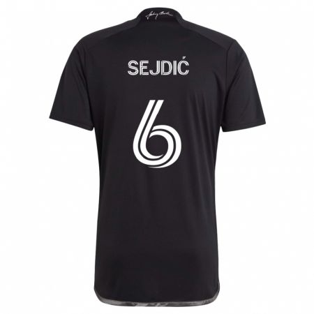 Kandiny Hombre Camiseta Amar Sejdić #6 Negro 2ª Equipación 2024/25 La Camisa Chile