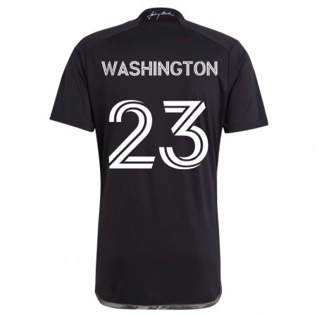 Kandiny Hombre Camiseta Taylor Washington #23 Negro 2ª Equipación 2024/25 La Camisa Chile