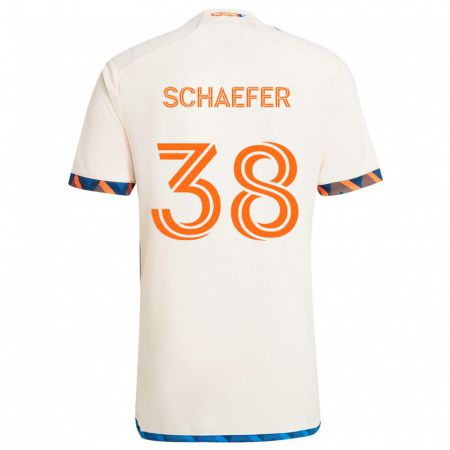 Kandiny Hombre Camiseta Brian Schaefer #38 Blanco Naranja 2ª Equipación 2024/25 La Camisa Chile