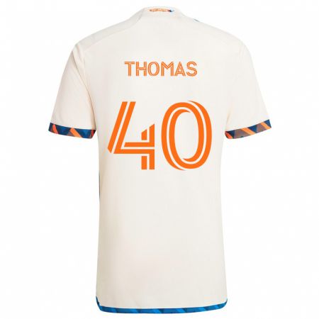 Kandiny Hombre Camiseta Kai Thomas #40 Blanco Naranja 2ª Equipación 2024/25 La Camisa Chile