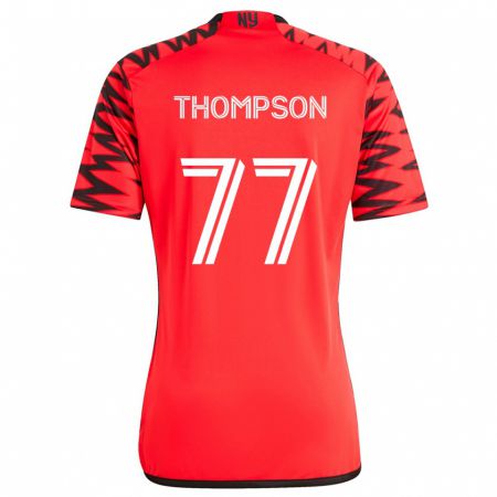 Kandiny Hombre Camiseta Amos Shapiro-Thompson #77 Rojo Negro Blanco 2ª Equipación 2024/25 La Camisa Chile