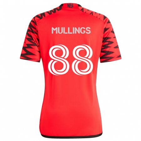 Kandiny Hombre Camiseta O'vonte Mullings #88 Rojo Negro Blanco 2ª Equipación 2024/25 La Camisa Chile