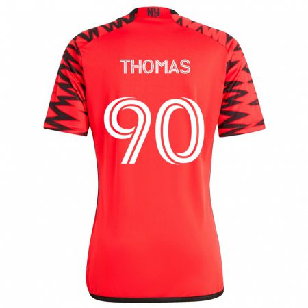 Kandiny Hombre Camiseta Oladayo Thomas #90 Rojo Negro Blanco 2ª Equipación 2024/25 La Camisa Chile