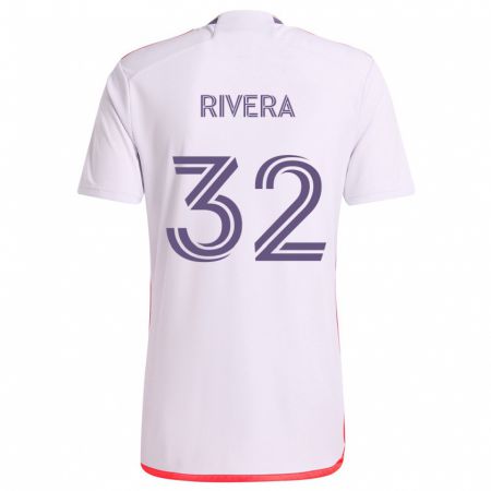 Kandiny Hombre Camiseta Wilfredo Rivera #32 Blanco Rojo Púrpura 2ª Equipación 2024/25 La Camisa Chile