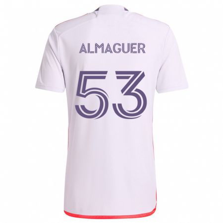 Kandiny Hombre Camiseta Jorge Almaguer #53 Blanco Rojo Púrpura 2ª Equipación 2024/25 La Camisa Chile