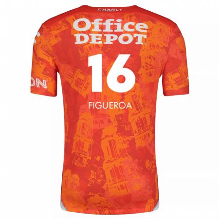 Kandiny Hombre Camiseta Antonio Figueroa #16 Naranja Blanco 2ª Equipación 2024/25 La Camisa Chile