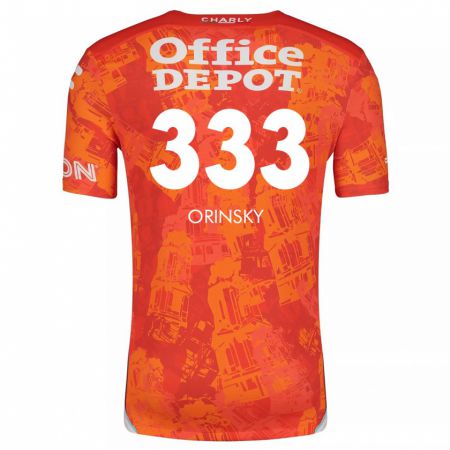 Kandiny Hombre Camiseta Edson Orinsky #333 Naranja Blanco 2ª Equipación 2024/25 La Camisa Chile