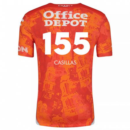 Kandiny Hombre Camiseta Johan Casillas #155 Naranja Blanco 2ª Equipación 2024/25 La Camisa Chile