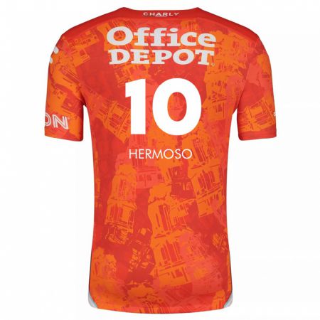 Kandiny Hombre Camiseta Jennifer Hermoso #10 Naranja Blanco 2ª Equipación 2024/25 La Camisa Chile