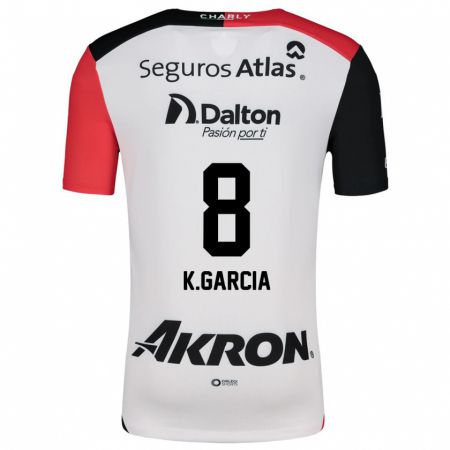 Kandiny Hombre Camiseta Karen García #8 Blanco Rojo Negro 2ª Equipación 2024/25 La Camisa Chile