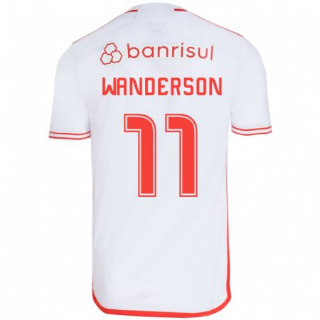 Kandiny Hombre Camiseta Wanderson #11 Blanco Rojo 2ª Equipación 2024/25 La Camisa Chile