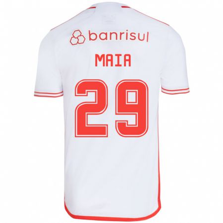 Kandiny Hombre Camiseta Thiago Maia #29 Blanco Rojo 2ª Equipación 2024/25 La Camisa Chile