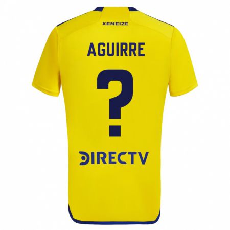 Kandiny Hombre Camiseta Brian Aguirre #0 Amarillo Azul 2ª Equipación 2024/25 La Camisa Chile