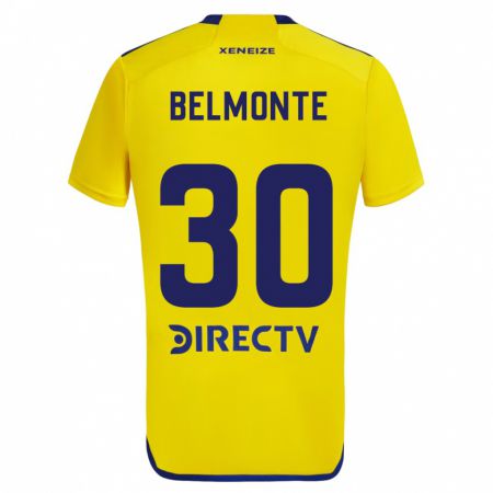 Kandiny Hombre Camiseta Tomás Belmonte #30 Amarillo Azul 2ª Equipación 2024/25 La Camisa Chile