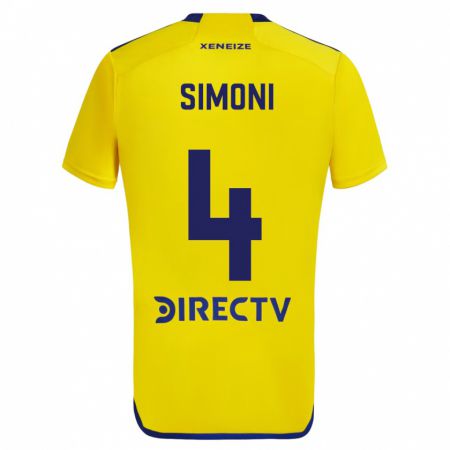 Kandiny Hombre Camiseta Tiago Simoni #4 Amarillo Azul 2ª Equipación 2024/25 La Camisa Chile