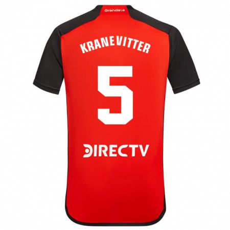 Kandiny Hombre Camiseta Matías Kranevitter #5 Rojo Negro Blanco 2ª Equipación 2024/25 La Camisa Chile