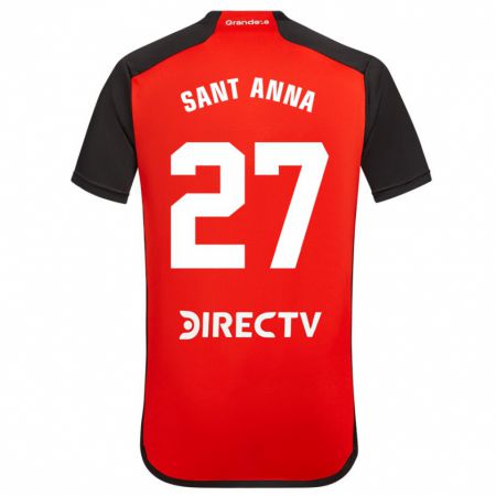 Kandiny Hombre Camiseta Agustín Sant Anna #27 Rojo Negro Blanco 2ª Equipación 2024/25 La Camisa Chile