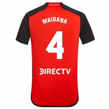 Kandiny Hombre Camiseta Jonatan Maidana #4 Rojo Negro Blanco 2ª Equipación 2024/25 La Camisa Chile