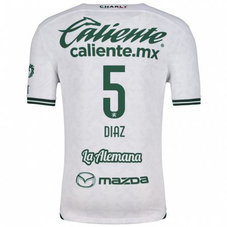 Kandiny Hombre Camiseta Brenda Díaz #5 Blanco Verde 2ª Equipación 2024/25 La Camisa Chile