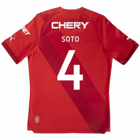 Kandiny Hombre Camiseta Guillermo Soto #4 Rojo Blanco 2ª Equipación 2024/25 La Camisa Chile