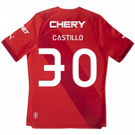 Kandiny Hombre Camiseta Nicolás Castillo #30 Rojo Blanco 2ª Equipación 2024/25 La Camisa Chile