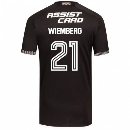 Kandiny Hombre Camiseta Erick Wiemberg #21 Blanco Negro 2ª Equipación 2024/25 La Camisa Chile