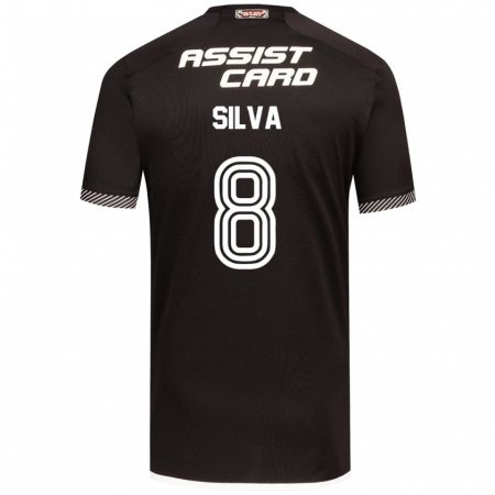 Kandiny Hombre Camiseta Bastián Silva #8 Blanco Negro 2ª Equipación 2024/25 La Camisa Chile