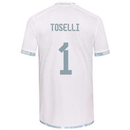 Kandiny Hombre Camiseta Cristopher Toselli #1 Gris Blanco 2ª Equipación 2024/25 La Camisa Chile