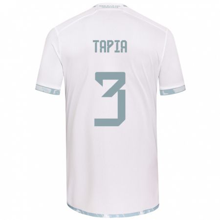 Kandiny Hombre Camiseta Ignacio Tapia #3 Gris Blanco 2ª Equipación 2024/25 La Camisa Chile