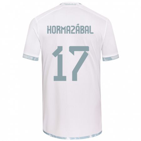 Kandiny Hombre Camiseta Fabián Hormazábal #17 Gris Blanco 2ª Equipación 2024/25 La Camisa Chile