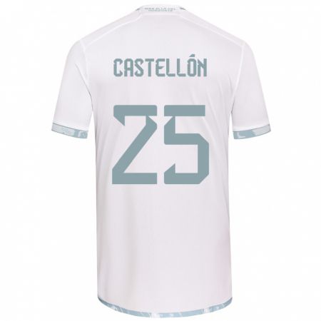 Kandiny Hombre Camiseta Gabriel Castellón #25 Gris Blanco 2ª Equipación 2024/25 La Camisa Chile