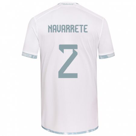 Kandiny Hombre Camiseta Daniel Navarrete #2 Gris Blanco 2ª Equipación 2024/25 La Camisa Chile