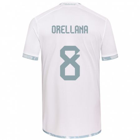 Kandiny Hombre Camiseta Denisse Orellana #8 Gris Blanco 2ª Equipación 2024/25 La Camisa Chile