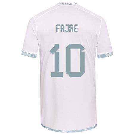 Kandiny Hombre Camiseta Nicole Fajre #10 Gris Blanco 2ª Equipación 2024/25 La Camisa Chile