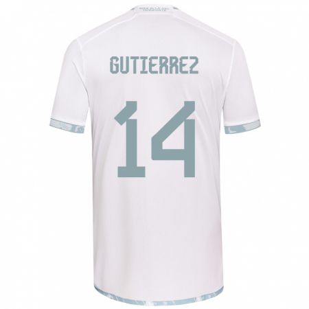 Kandiny Hombre Camiseta Ana Gutiérrez #14 Gris Blanco 2ª Equipación 2024/25 La Camisa Chile