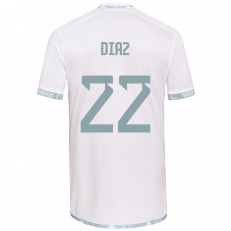 Kandiny Hombre Camiseta Valentina Díaz #22 Gris Blanco 2ª Equipación 2024/25 La Camisa Chile