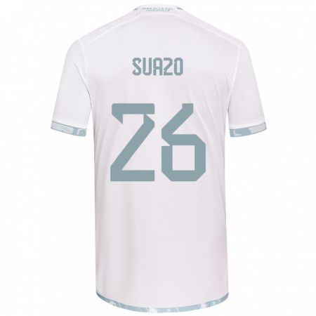 Kandiny Hombre Camiseta Gretzel Suazo #26 Gris Blanco 2ª Equipación 2024/25 La Camisa Chile