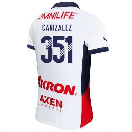 Kandiny Hombre Camiseta Djorkaeff Canizalez #351 Blanco Rojo Azul 2ª Equipación 2024/25 La Camisa Chile