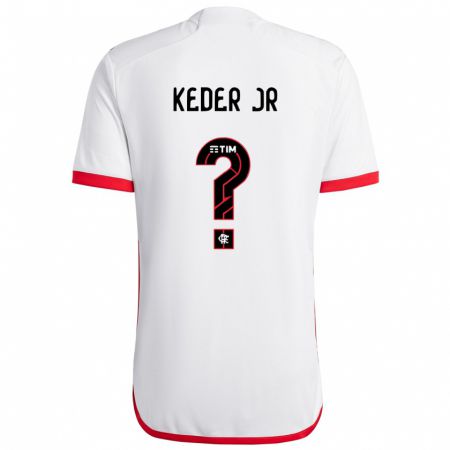 Kandiny Hombre Camiseta Keder Jr #0 Blanco Rojo 2ª Equipación 2024/25 La Camisa Chile