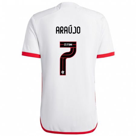 Kandiny Hombre Camiseta Luiz Araújo #7 Blanco Rojo 2ª Equipación 2024/25 La Camisa Chile