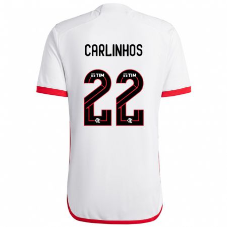 Kandiny Hombre Camiseta Carlinhos #22 Blanco Rojo 2ª Equipación 2024/25 La Camisa Chile