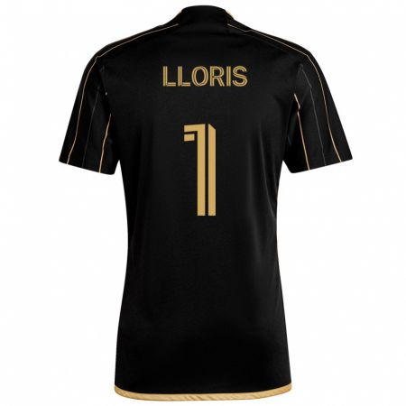 Kandiny Mujer Camiseta Hugo Lloris #1 Oro Negro 1ª Equipación 2024/25 La Camisa Chile