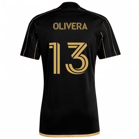 Kandiny Mujer Camiseta Cristian Olivera #13 Oro Negro 1ª Equipación 2024/25 La Camisa Chile