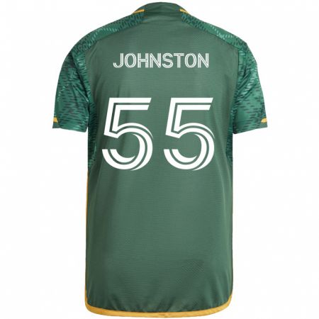 Kandiny Mujer Camiseta Malcolm Johnston #55 Verde Naranja 1ª Equipación 2024/25 La Camisa Chile