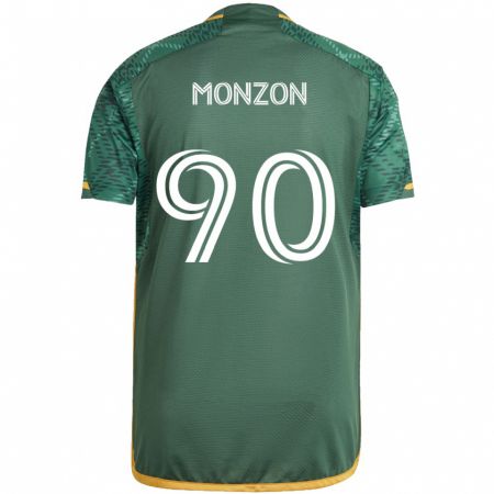 Kandiny Mujer Camiseta Florián Monzón #90 Verde Naranja 1ª Equipación 2024/25 La Camisa Chile