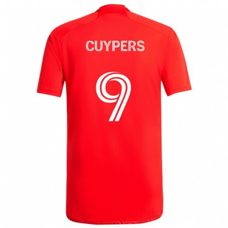 Kandiny Mujer Camiseta Hugo Cuypers #9 Rojo Blanco 1ª Equipación 2024/25 La Camisa Chile