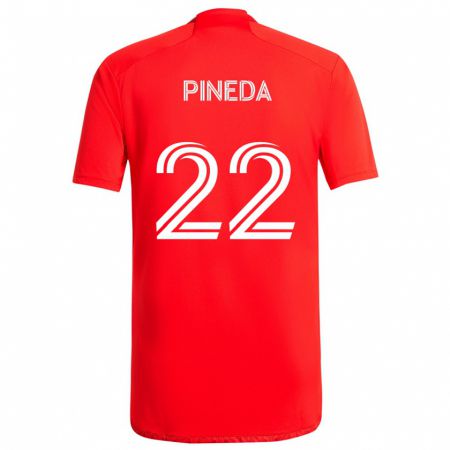 Kandiny Mujer Camiseta Mauricio Pineda #22 Rojo Blanco 1ª Equipación 2024/25 La Camisa Chile