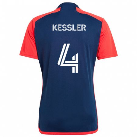 Kandiny Mujer Camiseta Henry Kessler #4 Azul Rojo 1ª Equipación 2024/25 La Camisa Chile