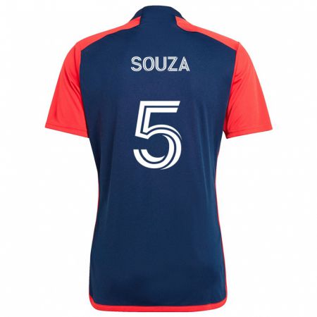 Kandiny Mujer Camiseta Victor Souza #5 Azul Rojo 1ª Equipación 2024/25 La Camisa Chile