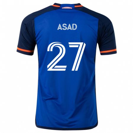 Kandiny Mujer Camiseta Yamil Asad #27 Azul Blanco 1ª Equipación 2024/25 La Camisa Chile